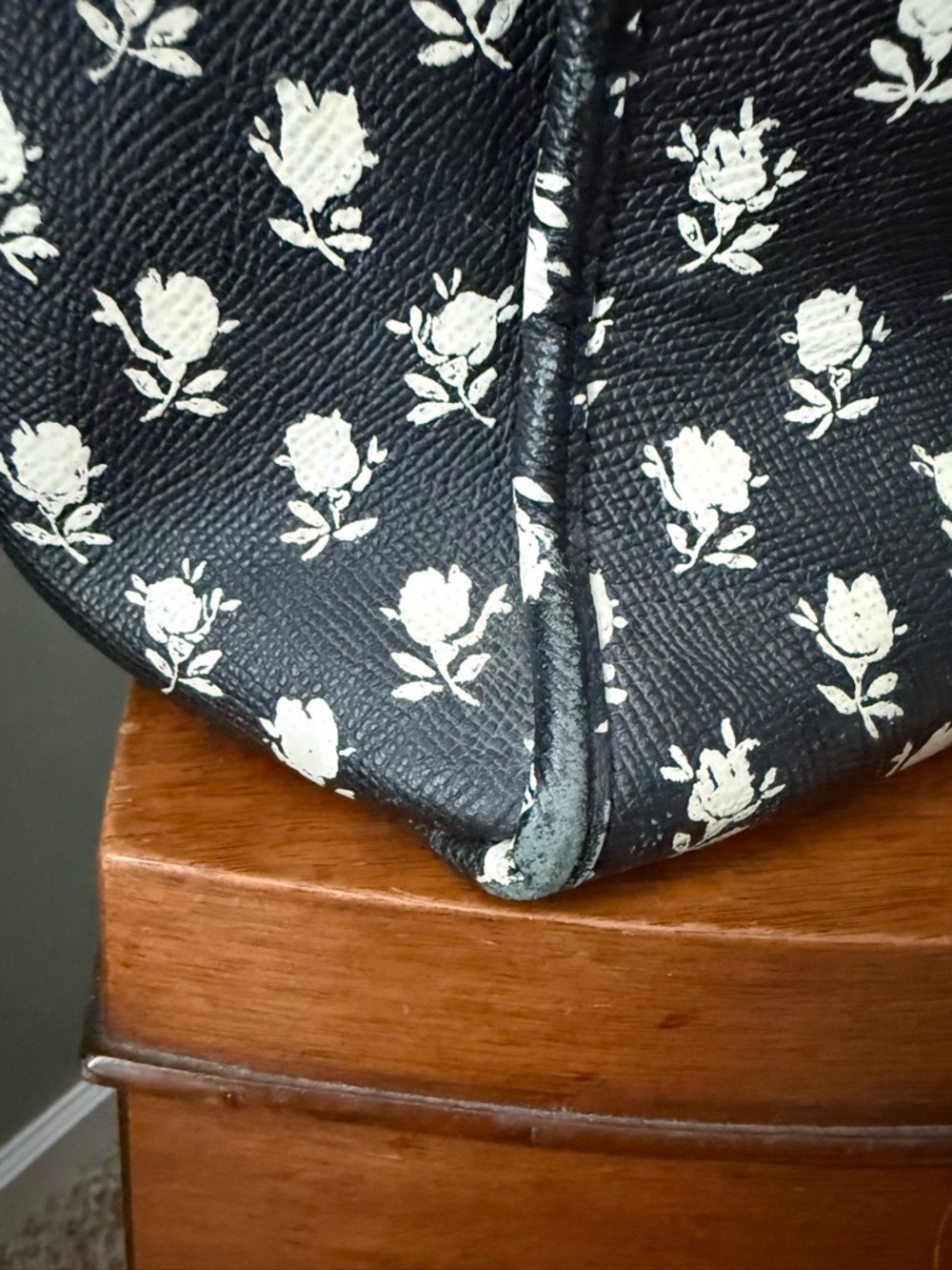 Coach Black and White Floral Print Tote - Picture 8 of 12
